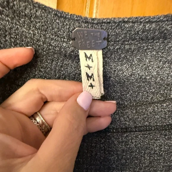 We The Free Charcoal Top with Multicolor Patterned Sleeves - Picture 4 of 5